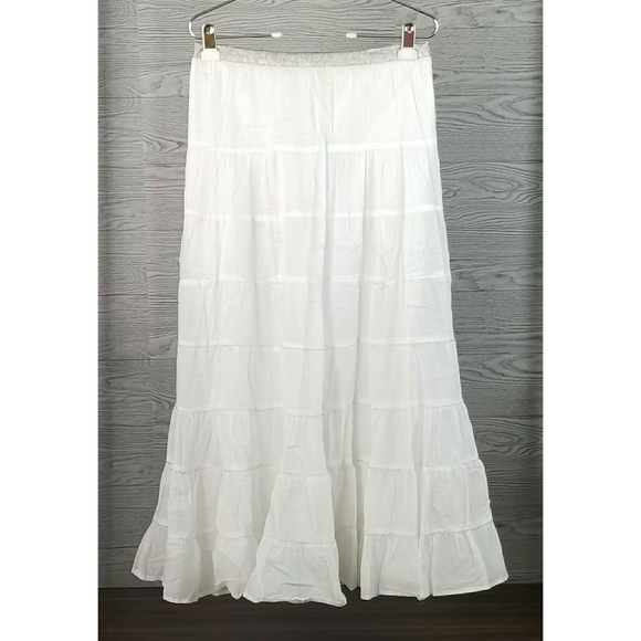 CYNTHIA VINCENT // boho peasant silver beaded tiered maxi skirt - Picture 3 of 16